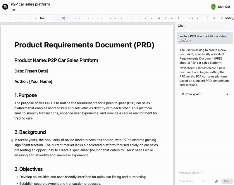 DocGPT Side-by-Side Interface